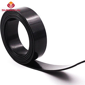 Black glossy TPU plastic coated webbing strap for bag