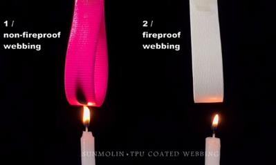 TPU coated webbing combustion test
